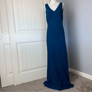 Adriana Papell Occasions - 100% Silk Formal Gown - Navy Blue - Size 14